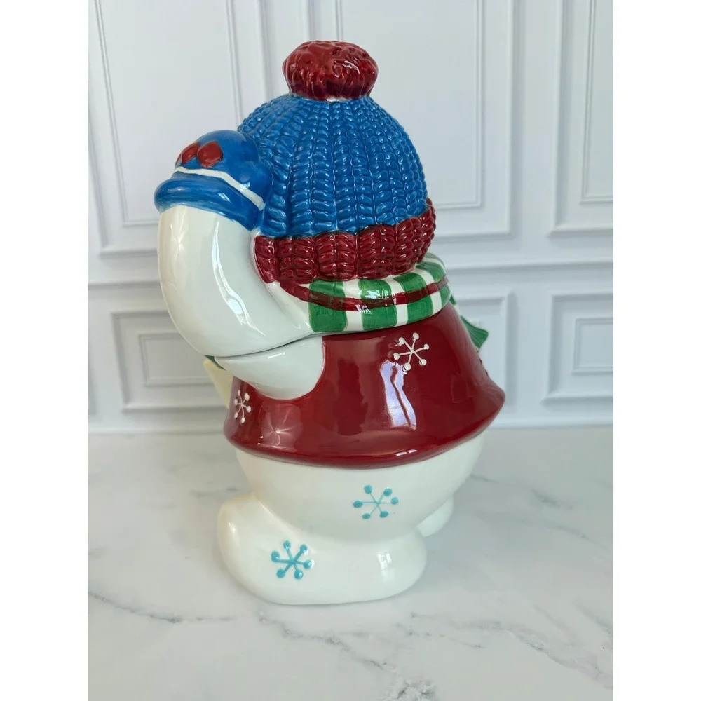 VTG Studio Nova Festive Frosty Snow Girl Ceramic Cookie Jar with Box!